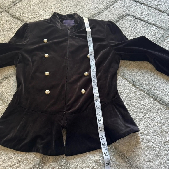 Amaryllis black velvet peplum blazer pearl buttons XS - Picture 8 of 11